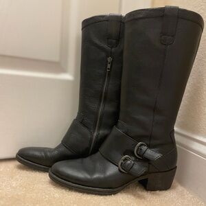 Börn Black Leather Women's Boots